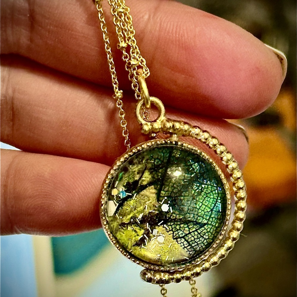Handmade pendant necklace on 18 inch gold chain